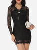 Casual V Neck Lace Hollow Out Lace Plain Bodycon-dress Casual V Neck Lace Hollow Out Lace Plain Bodycon-dress