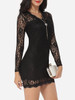 Casual V Neck Lace Hollow Out Lace Plain Bodycon-dress Casual V Neck Lace Hollow Out Lace Plain Bodycon-dress