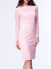 Casual Crew Neck Slit Hollow Out Plain Lace Bodycon Dress