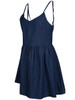 Casual Spaghetti Strap Lace-Up Plain Denim Skater Dress