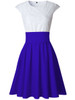 Casual Decorative Lace Color Block Round Neck Bowknot Skater Dress