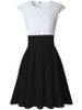 Casual Decorative Lace Color Block Round Neck Bowknot Skater Dress