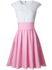 Casual Decorative Lace Color Block Round Neck Bowknot Skater Dress