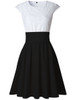 Casual Decorative Lace Color Block Round Neck Bowknot Skater Dress