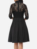 Casual Lace Patchwork Plain Alluring Lapel Skater-dress
