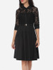 Casual Lace Patchwork Plain Alluring Lapel Skater-dress