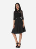 Casual Lace Patchwork Plain Alluring Lapel Skater-dress