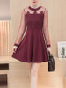 Casual Decorative Lace Patchwork Hollow Out Solid Skater Dress