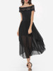 Casual Lace Patchwork Plain Asymmetrical Hems Elegant One Shoulder Maxi-dress