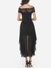 Casual Lace Patchwork Plain Asymmetrical Hems Elegant One Shoulder Maxi-dress