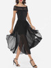 Casual Lace Patchwork Plain Asymmetrical Hems Elegant One Shoulder Maxi-dress