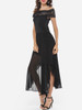 Casual Lace Patchwork Plain Asymmetrical Hems Elegant One Shoulder Maxi-dress