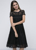 Casual Decorative Buttons Hollow Out Sexy Lace Skater Dress
