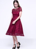 Casual Decorative Buttons Hollow Out Sexy Lace Skater Dress