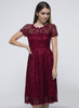 Casual Decorative Buttons Hollow Out Sexy Lace Skater Dress