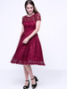 Casual Decorative Buttons Hollow Out Sexy Lace Skater Dress