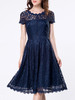 Casual Decorative Buttons Hollow Out Sexy Lace Skater Dress