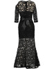 Casual Open Shoulder Hollow Out Plain Lace Mermaid Maxi Dress