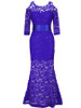 Casual Open Shoulder Hollow Out Plain Lace Mermaid Maxi Dress
