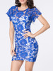 Casual Round Neck Slit Hollow Out Lace Bodycon Dress