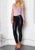Black Elastic Waist Fashion Faux Fur Long Leggings