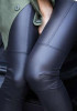 Black Ruffle Elastic Waist Fashion Faux Fur Long Leggings