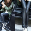 Black Ruffle Elastic Waist Fashion Faux Fur Long Leggings
