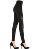 Casual Patchwork Hollow Out Plain Legging In Black