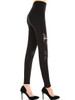 Casual Patchwork Hollow Out Plain Legging In Black