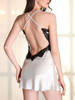 Casual Spaghetti Strap Backless Decorative Lace Nightgown