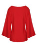 Casual Solid Open Shoulder Chain Bell Sleeve T-Shirt