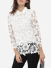 Casual Doll Collar Dacron Hollow Out Lace Plain Long-sleeve-t-shirt