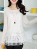 Casual Round Neck Lace Plain Long-sleeve-t-shirt