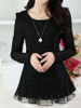 Casual Round Neck Lace Plain Long-sleeve-t-shirt