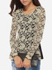 Casual Round Neck Lace Hollow Out Lace Patchwork Long-sleeve-t-shirt