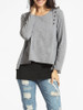 Casual Round Neck Single Breasted Patchwork Long-sleeve-t-shirt