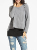 Casual Round Neck Single Breasted Patchwork Long-sleeve-t-shirt