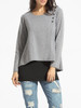 Casual Round Neck Single Breasted Patchwork Long-sleeve-t-shirt