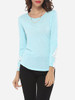 Casual Lace Plain Exquisite Round Neck Long-sleeve-t-shirt