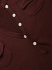 Casual Decorative Buttons V Neck Cotton Plain Long-sleeve-t-shirt