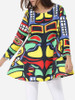Casual Round Neck Dacron Assorted Colors Color Block Printed Long-sleeve-t-shirt