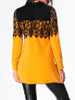 Casual Band Collar Lace Patchwork Long-sleeve-t-shirt