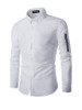 Casual Men's Plain Decorative Zips Small Lapel Shirt