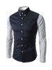 Casual Men's Patchwork Striped Pocket Small Lapel Shirt