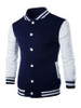 Casual Men Trendy Band Collar Color Block Bomber Jacket