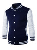 Casual Men Trendy Band Collar Color Block Bomber Jacket