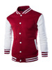 Casual Men Trendy Band Collar Color Block Bomber Jacket