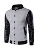 Casual Men Band Collar Color Bomber Jacket
