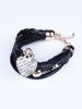 Casual Metal Heart Pendant Cortical Multilayer Bracelet