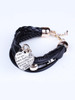 Casual Metal Heart Pendant Cortical Multilayer Bracelet